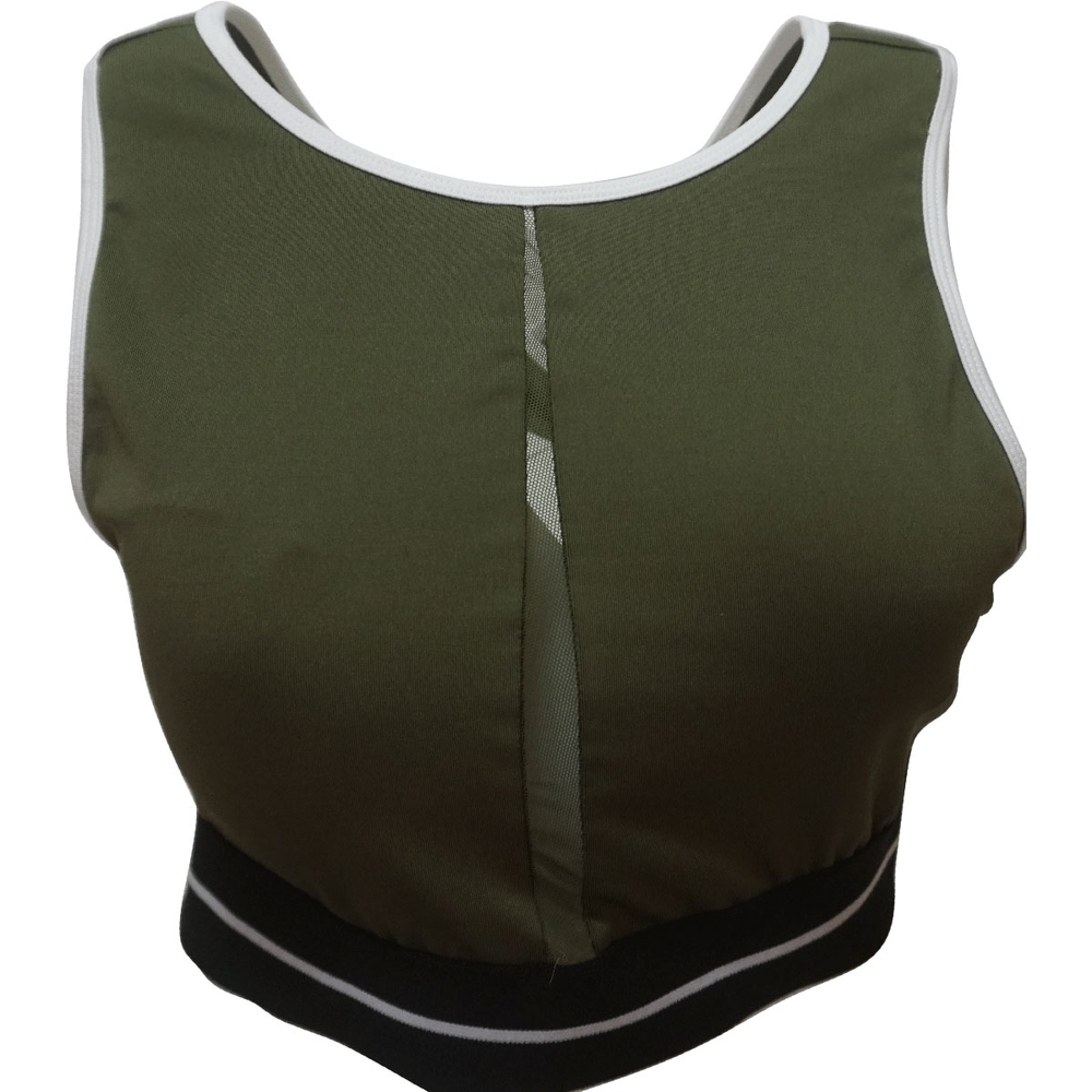 Energie Juniors Crisscross-Back Illusion Sports Bra Olive Night Xlarge